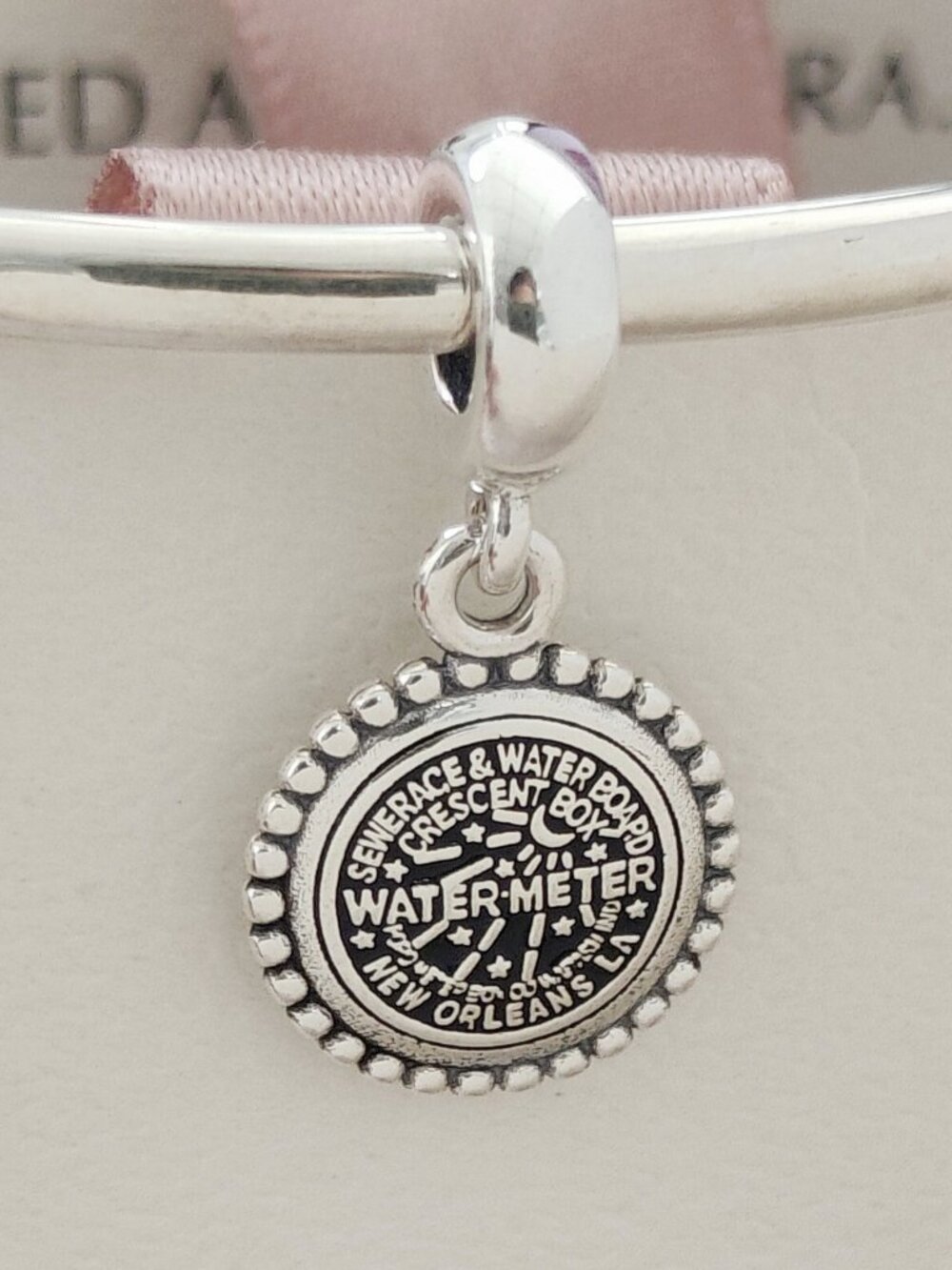 Pandora New Orleans Water Meter Manhole Cover Dangle Charm S925 Silver Pendant